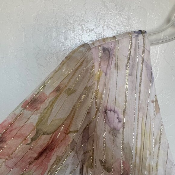 NEW Anthropologie Forever That Girl Lurex Mini Dress Floral Long Sleeve Medium - Picture 7 of 14